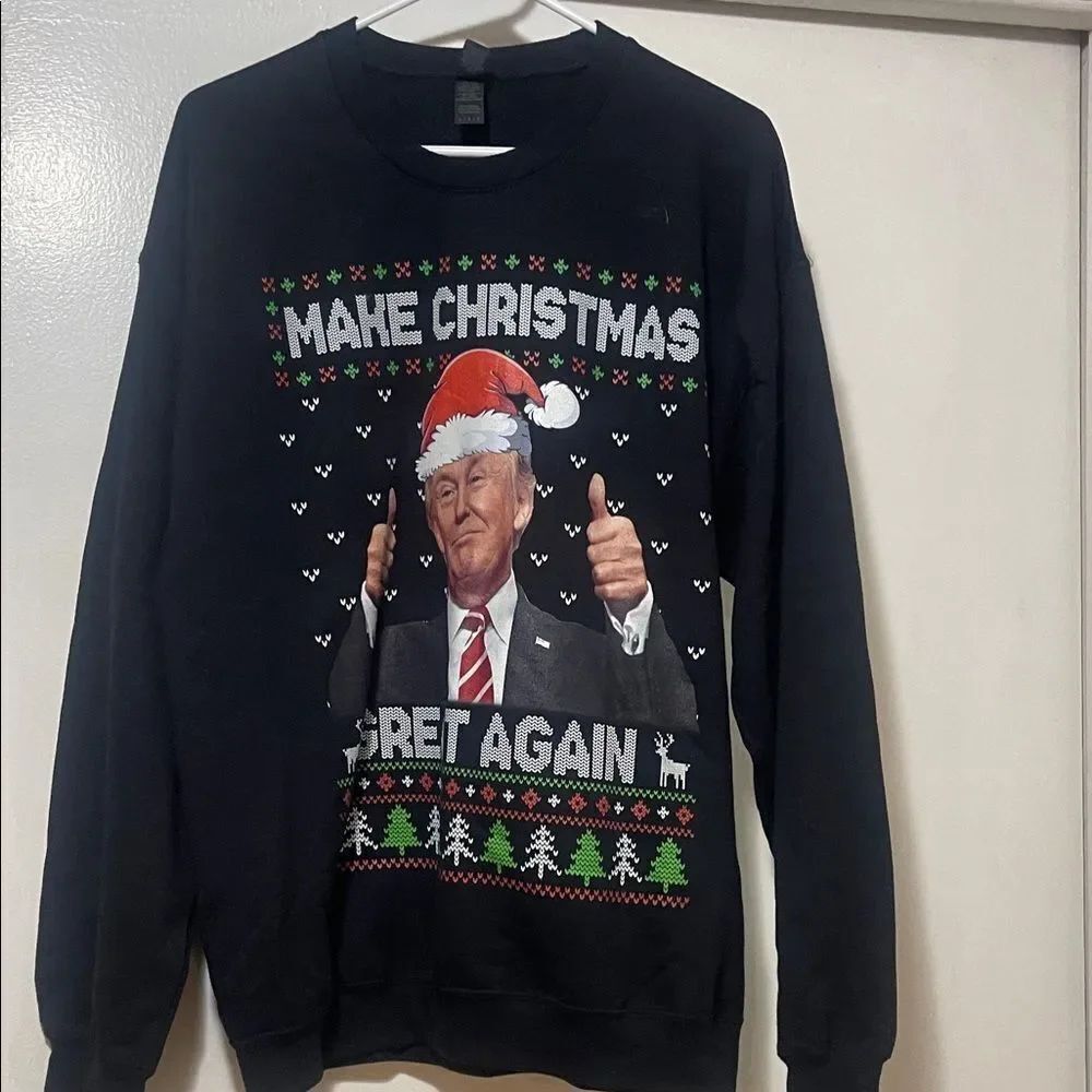 President Trump Black Christmas Sweatshirt large